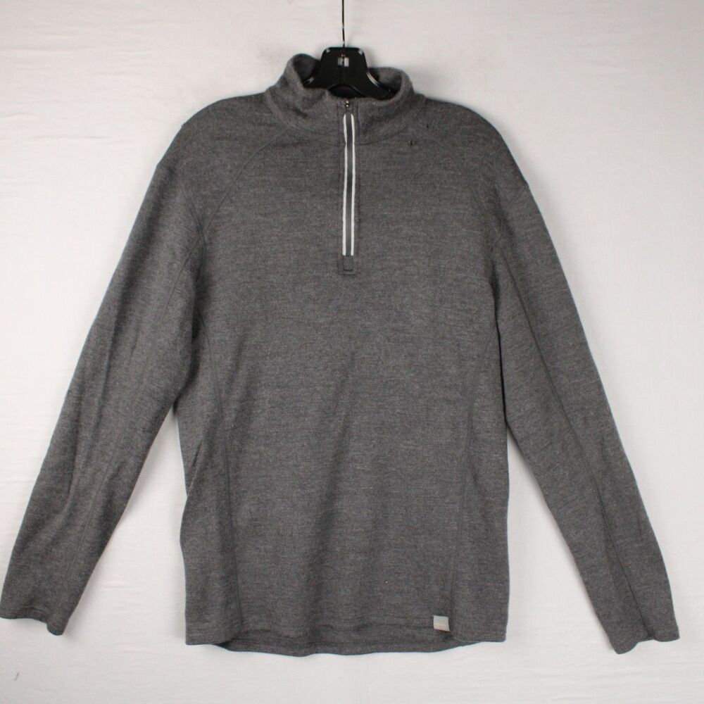 Meriwool Layers 400g Quarter Zip Pullover Mens M Gray Merino Wool Outdoor *READ*
